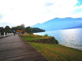 Scenic view of lake against sky