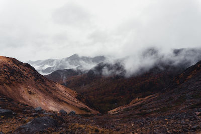 Scenic view of mountains against sky