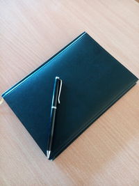 High angle view of pen on table