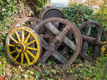 Old abandoned truck on field