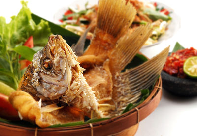 Close-up of food on table