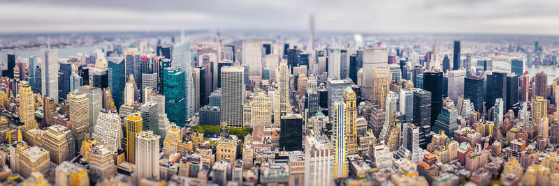 Tilt-shift image of crowded cityscape