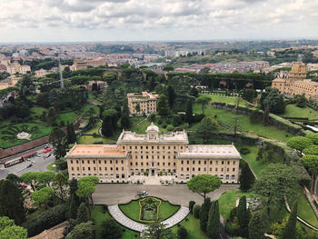 High angle view of buildings in city