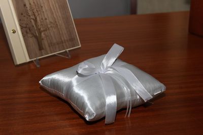 High angle view of paper on table at home