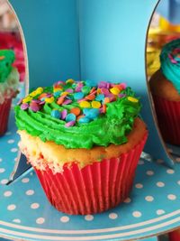 Close-up of cupcakes on table