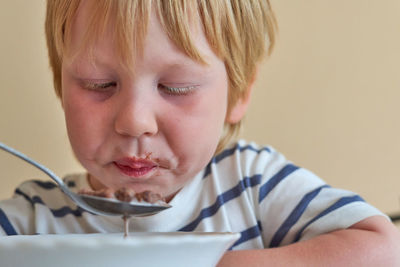 Portrait of cute boy with ice cream