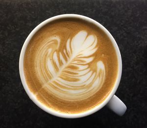 Directly above shot of cappuccino on table