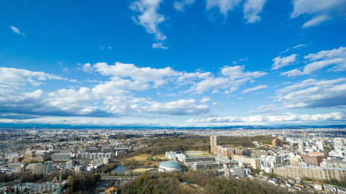 High angle view of townscape against sky