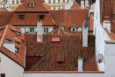 High angle view of buildings in city