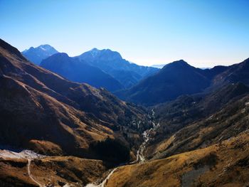 Scenic view of mountains against clear sky