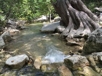 Scenic view of river flowing through rocks