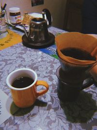 Close-up of tea cup on table