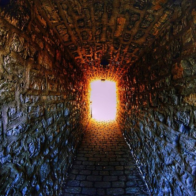 the way forward, architecture, built structure, tunnel, indoors, arch, diminishing perspective, ceiling, vanishing point, narrow, wall - building feature, archway, stone wall, no people, old, walkway, building, illuminated, day, empty