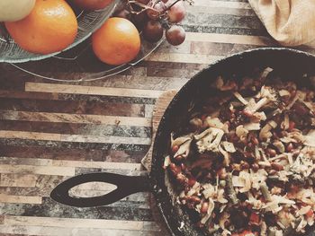 High angle view of fruits on table