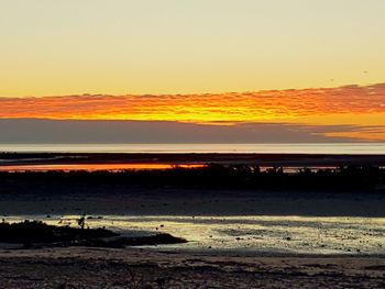 Scenic view of sea at sunset