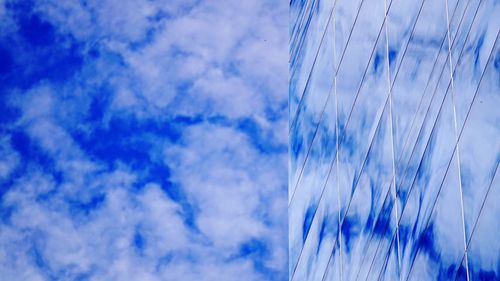 Close-up of rippled water against blue sky