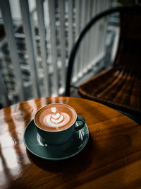 High angle view of coffee on table