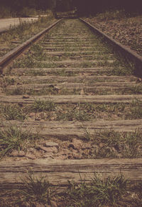 Railroad tracks on landscape