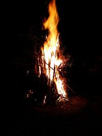 Close-up of bonfire at night