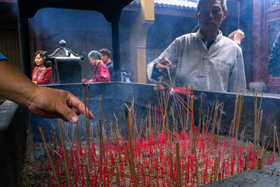 People working at temple