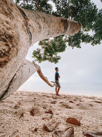 Full length of boy standing on beach