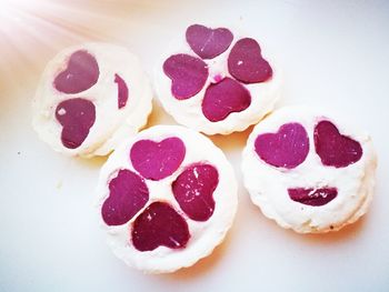 Close-up of heart shape cookies in plate