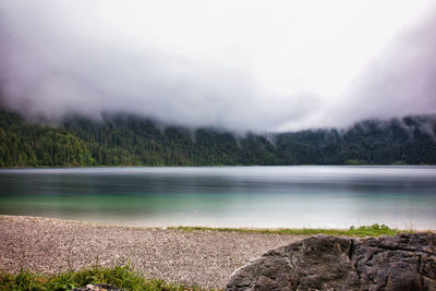 Scenic view of lake against sky