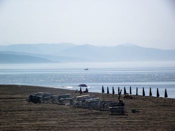 Scenic view of sea against clear sky