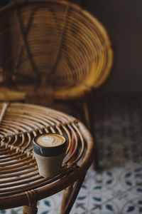 Close-up of coffee in basket on table