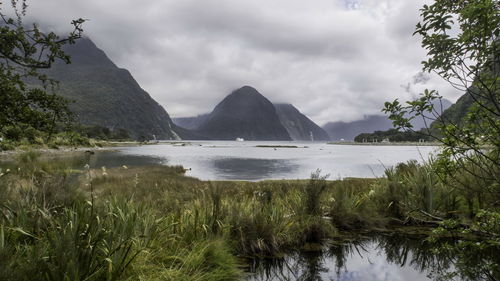 Scenic view of lake against sky