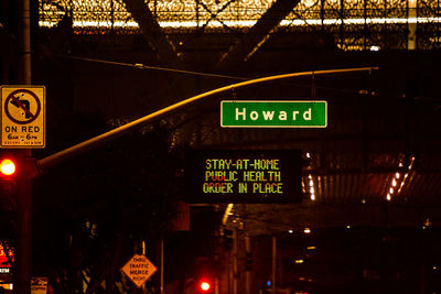 Information sign at night