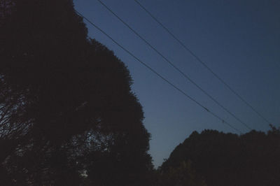 Low angle view of silhouette trees against sky during sunset