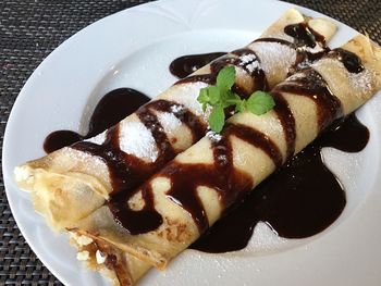 Close-up of dessert served in plate