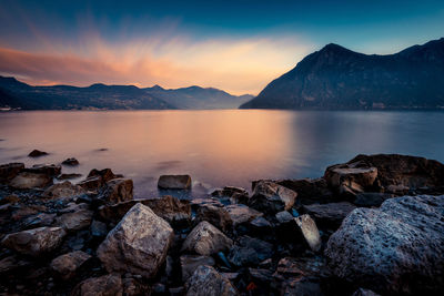 Scenic view of sea against sky during sunset