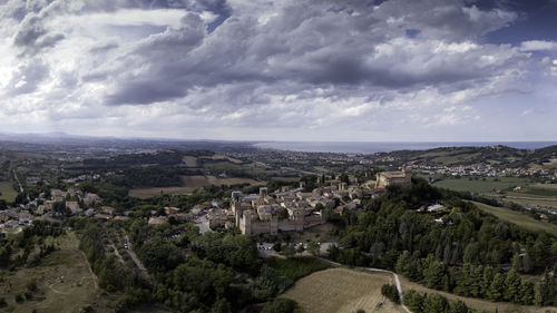 High angle view of townscape against sky