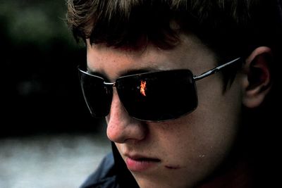 Close-up of man wearing sunglasses