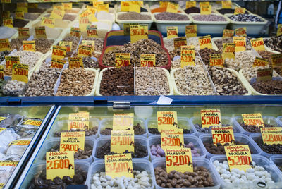 Food for sale at market stall