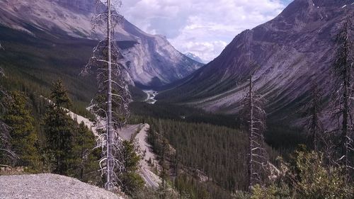 Scenic view of mountains against sky