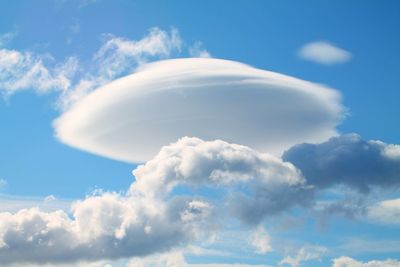 Low angle view of lenticular cloud