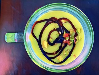 High angle view of candies on table