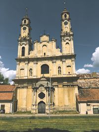 Low angle view of old building against sky