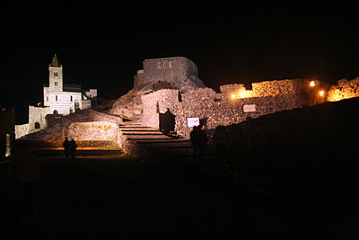 Illuminated building at night