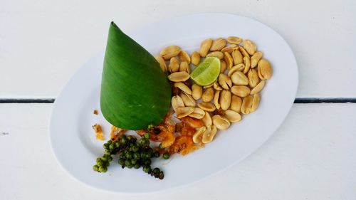 High angle view of meal served in plate