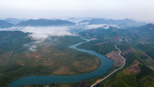 Aerial view of landscape against sky