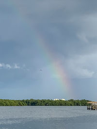 Rainbow over sea against sky