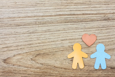 Close-up of heart shape on table