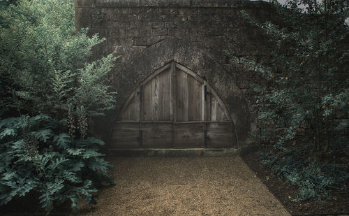 Closed door of old building
