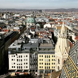 High angle view of buildings in city wien