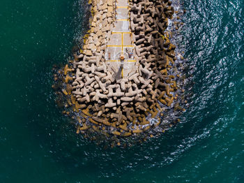 High angle view of bread in sea