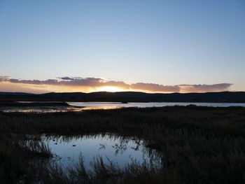 Scenic view of lake during sunset